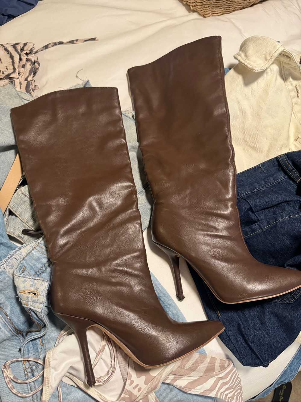 Dark brown leather boots